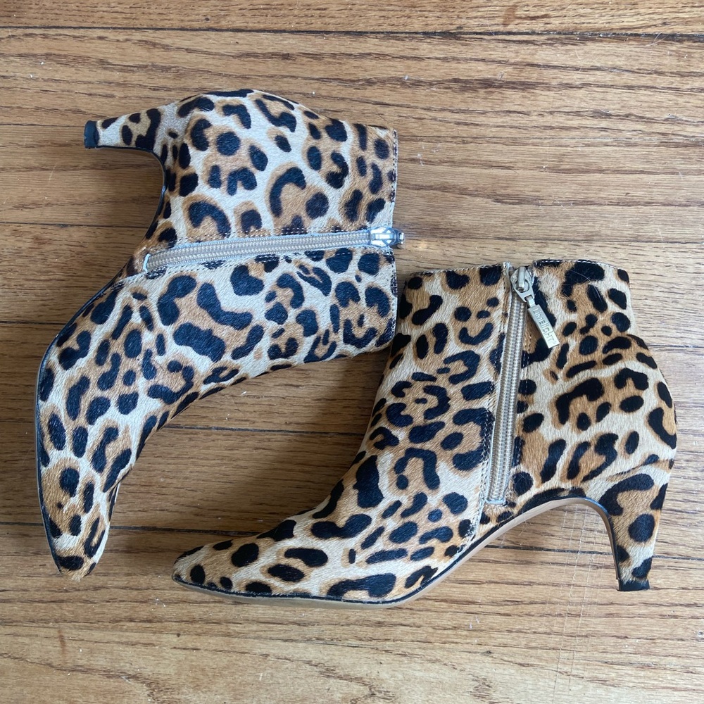 Limelight Leopard Print Ankle Booties Kitten Heel
